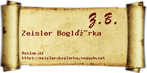 Zeisler Boglárka névjegykártya